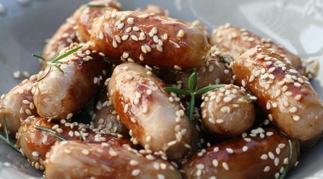 Twenty-Four - Honey Mustard Coktail Sausages With Sesame Seeds